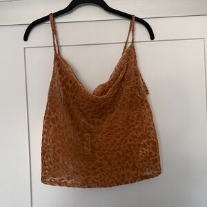 Nasty Gal Tan Leopard Print Cowl Neck Top